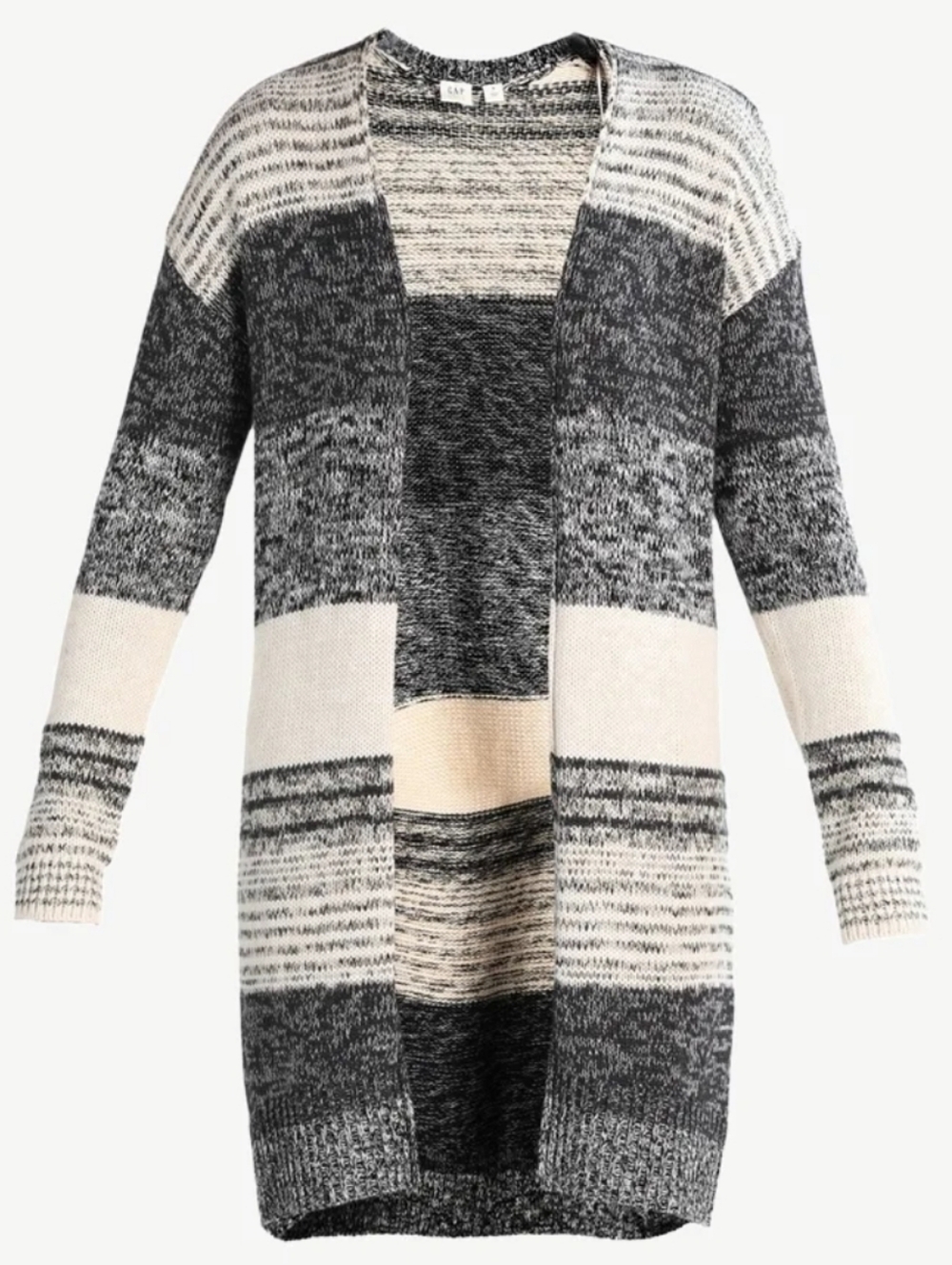 GAP Open-Front Striped Grey and Cream Cardigan
